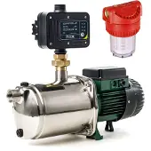 DAB Pompe multicellulaire EuroInox 40/80 M + Control-D avec Tuyau d'aspiration 7 mètres et Filtre - 1480 W 7,2 m³/h Monophasé 230 V