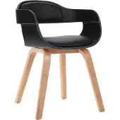 vidaXL Chaise de salle à manger noire bois courbé et similicuir