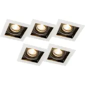 QAZQA Lot de 5 spots encastrés blancs avec noir - Carree