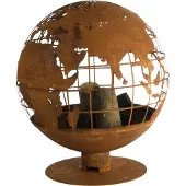 Esschert Design Braséro boule découpe laser motif carte du monde