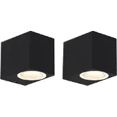 QAZQA Lot de 2 appliques murales modernes noires IP44 - Baleno