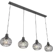 QAZQA Suspension moderne noire 4 lumières - Saffira
