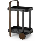 Umbra Chariot de service Bellwood, chariot de cuisine, étagère roulante, acier, bois, noir, noyer, 53 x 43 x 79 cm, 1015392-048