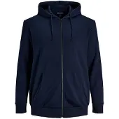 Jack & Jones Basic Plus Size Full Zip Sweatshirt Bleu 7XL Homme