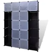 vidaXL Armoire modulaire avec 14 compartiments noir/blanc 37x146x180,5cm