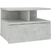 vidaXL Table de chevet flottante Gris béton Bois d'ingénierie