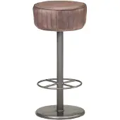 Möbelando Tabouret de bar "Pottum" en cuir véritable avec finition brun-gris, acier avec finition en bronze rouge brun. Dimensions (L/H) 37x76 cm
