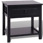 vidaXL Table de chevet Bois Noir