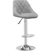 Möbelando Tabouret de bar "Aschbach" en velours (100 % polyester), acier chromé gris clair. Dimensions (L/H/P) 46x103x44 cm