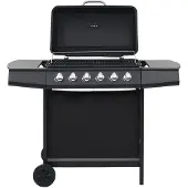 vidaXL Gas grill mit 6 Kochzonen Stahl schwarz