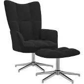 vidaXL Fauteuil relax avec pouf noir velours
