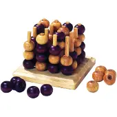 Goki Jeu de stratégie - - TicTacToe 3D en bois - Pour enfants - Mixte - Marron