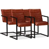 vidaXL Chaise de salle à manger 4 pcs. Cuir véritable Marron