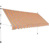 vidaXL Store rétractable manuel 400 cm jaune/bleu rayé