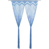 vidaXL Rideau en macramé Bleu 140x240 cm Coton