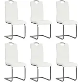 vidaXL Chaise cantilever 6 pcs. Blanc Similicuir