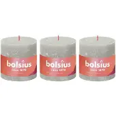 Bolsius Bougies pilier rustiques Shine 3 pcs 100x100 mm Gris sableux