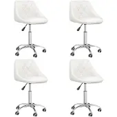 vidaXL Chaise de salle à manger 4 pcs. Pivotant Blanc Similicuir