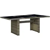 vidaXL Table de jardin marron Poly rotin et verre trempé