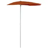 vidaXL Demi-parasol avec mât 180x90 cm rouge terracotta