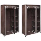 vidaXL Armoires en tissu 2 pcs. Marron