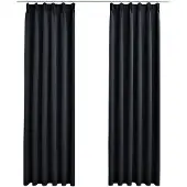 vidaXL Rideaux occultants avec crochets 2 pcs Noir 140x225 cm