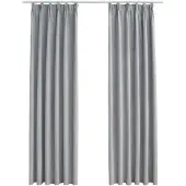 vidaXL Rideaux occultants avec crochets 2 pcs Gris 140x175 cm