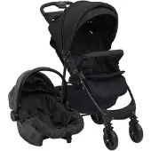 Möbelando Poussette pour enfants "Cleveland" avec coque de transport en acier, toile en anthracite. Dimensions (L/L/H) 82x49x99 cm