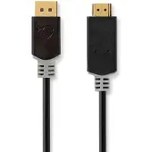 Nedis Displayport cable - DisplayPort male - HDMI male - 4K@30Hz - Plaqué or - 2,00 m - Rond - PVC - Anthracite - Box Box