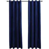 vidaXL Rideaux occultants et anneaux 2pcs Velours Bleu foncé 140x175cm