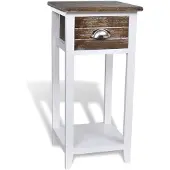 vidaXL Table de chevet avec 1 tiroir Marron et blanc