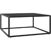vidaXL Table d'appoint noire avec verre noir 80x80x35 cm