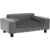 vidaXL Canapé pour chien Gris 81x43x31 cm Peluche et cuir synthétique