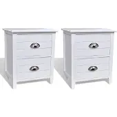 vidaXL Table de chevet 2 pcs avec 2 tiroirs Blanc