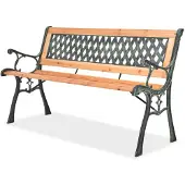 vidaXL Banc de jardin 122 cm bois + fer forgé, dossier en PVC Nouveau