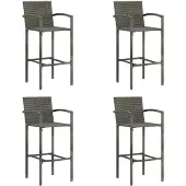 vidaXL Tabouret de bar 4 pcs. Gris Poly rotin