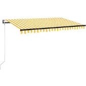 Prolenta Premium Auvent Rétractable Automatique 450x300 Cm Jaune Et Blanc