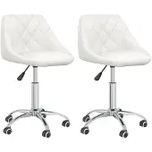 vidaXL Chaise de salle à manger 2 pcs. Pivotantes Blanc Similicuir