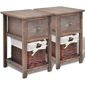 vidaXL Table de chevet 2 pcs Bois Marron
