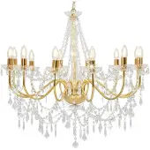 vidaXL Lustre avec perles Doré 12 ampoules E14