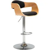 vidaXL Tabouret de bar noir bois courbé et similicuir