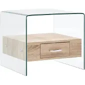 vidaXL Table basse avec tiroir 50x50x45 cm verre trempé