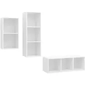 vidaXL Ensemble de meubles TV 3 pièces blanc en bois composite