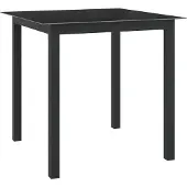 vidaXL Table de jardin noire 80x80x74 cm aluminium et verre