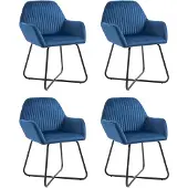 vidaXL Chaises de salle à manger 4 pcs. Bleu velours