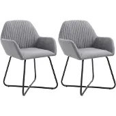 vidaXL Chaise de salle à manger 2 pcs. Tissu gris clair