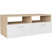 vidaXL Armoire TV en bois composite 95x35x36 cm chêne et blanc
