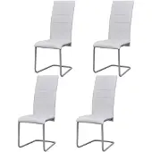 vidaXL Chaise cantilever 4 pcs. Blanc Similicuir