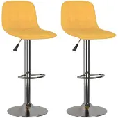 vidaXL Tabouret de bar 2 pcs. Tissu jaune