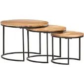 vidaXL Tables d'ensemble 3 pcs. Bois massif acacia